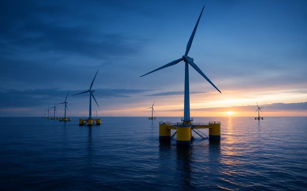 Buoyant foundations for offshore wind farms